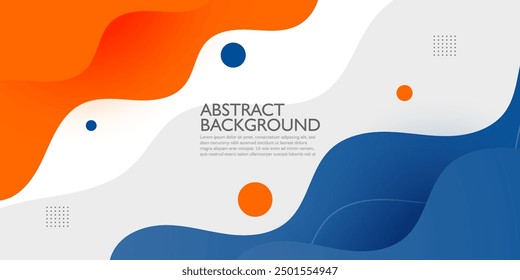 Orange and blue geometric business banner design. Creative banner design with wave shapes and lines for template. Simple design on white horizontal banner. Eps10 vector