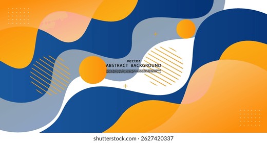 Orange and blue geometric business banner design. Creative banner design with wave shape. Simple design on white horizontal banner. Vector Eps10