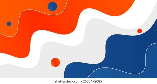Orange and blue geometric business banner design. Creative banner design with wave shapes and lines for template. Simple design on white horizontal banner. Eps10 vector
