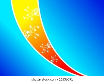 Orange and blue gradient backround with floral elements