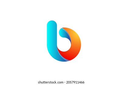orange blue gradient logo b alphabet letter design icon for company. Suitable as a business logotype 