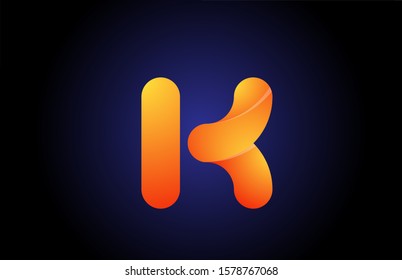 orange blue gradient logo k alphabet letter design icon for company. Suitable as a business logotype 