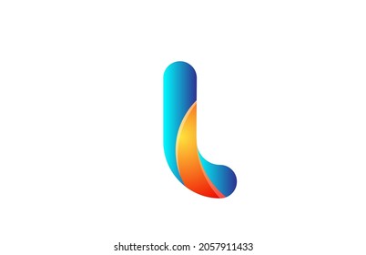 orange blue gradient logo l alphabet letter design icon for company. Suitable as a business logotype 