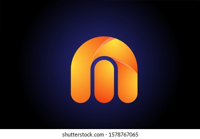 orange blue gradient logo m alphabet letter design icon for company. Suitable as a business logotype 