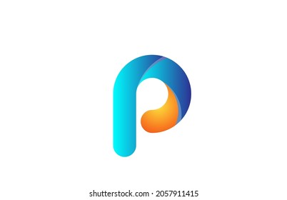 orange blue gradient logo p alphabet letter design icon for company. Suitable as a business logotype 