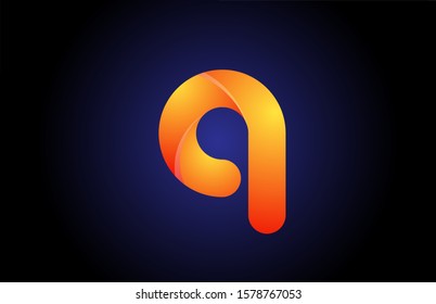 orange blue gradient logo q alphabet letter design icon for company. Suitable as a business logotype 