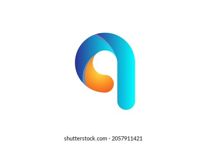 orange blue gradient logo q alphabet letter design icon for company. Suitable as a business logotype 