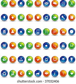 orange blue and green button icons