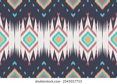 Orange blue green heart Ikat Fabric Thailand