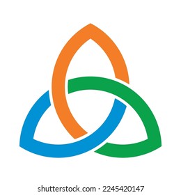 Orange, blue and green triquetra symbol vector art. Illustration of multicolor celtic knot.