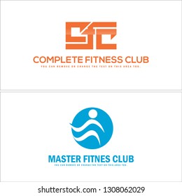 orange blue initials CFC square circle people wave logo design concept suitable for fitness sport recreation community business industrial 
