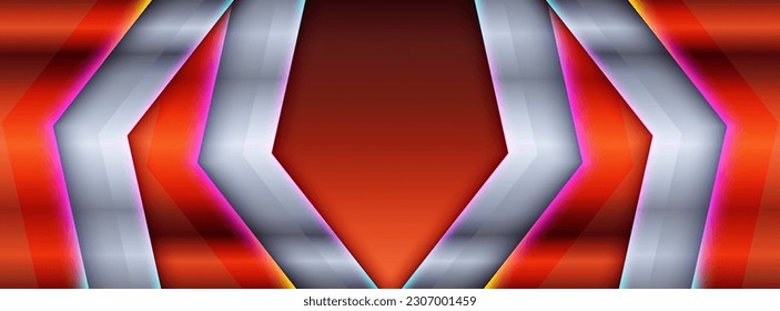 las líneas láser naranja y azul forman una composición futurista geométrica abstracta. Demanda para afiche, plantilla de medios sociales, portada, informe anual, informe de negocios