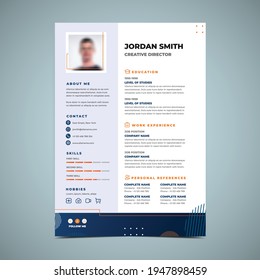 Orange And Blue Light Resume Design Template