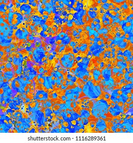 Orange and blue marble seamless texture. Abstract vector background for web page, banners backdrop, fabric, home decor, wrapping