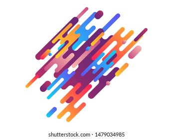 Orange, blue, maroon dynamic lines. Colorful strokes, diagonal lines, hatching. Vector illustration for brochure, label, logo, flyer design