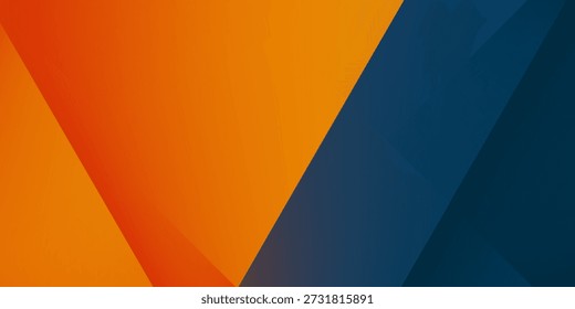 Anuncio amplio abstracto moderno naranja y azul con Formas geométricas. Fondo abstracto azul oscuro y naranja. Ilustración vectorial