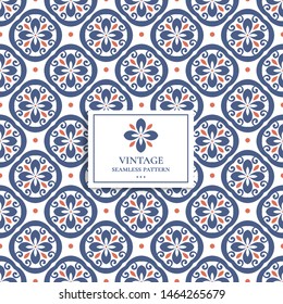 Orange and blue ornamental seamless pattern. Vintage vector, luxury elements. Great for fabric, invitation, flyer, menu, brochure, background, wallpaper, decoration, packaging or any desired idea.