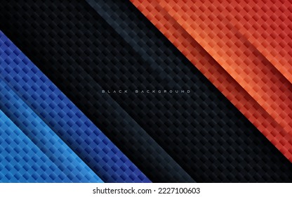 Orange and blue papercut background. Modern texture diagonal shape design.