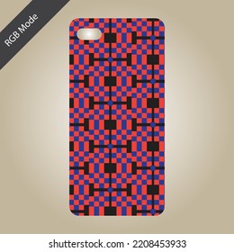 Orange And Blue Pixelated Mobile Phone Cover Design Mockup Vector, Iphone Case Cover Design Mockup