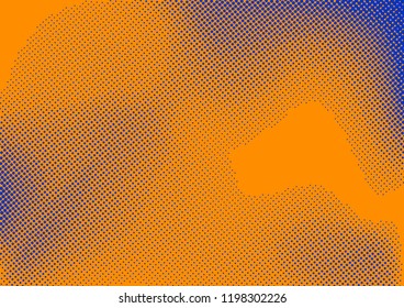 Orange to blue pop art dotted abstract print layout background. Vector illustration