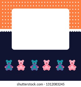Orange blue postcard with bears