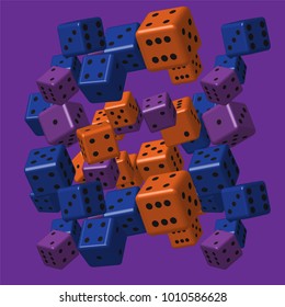 Orange Blue Purple Dice Pattern