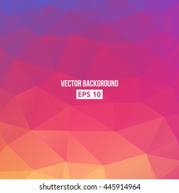 Orange, blue, purple, pink gradient. Low poly, geometric background. Vector, eps10.