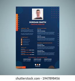 Orange And Blue Resume Design Template