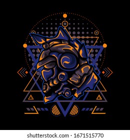 Guerrero blindado Orange Blue SCI FI Armored para mercancías, prendas de vestir u otros con ornamento geométrico