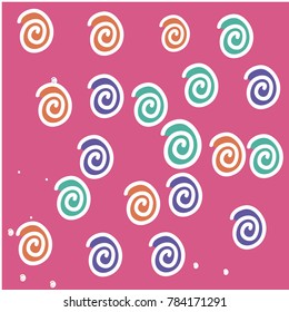 Orange and Blue Snails on Pink Background
