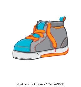 Orange And Blue Sneaker Vector Illustration