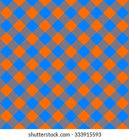 orange and blue tablecloth diagonal seamless pattern vector illustration
