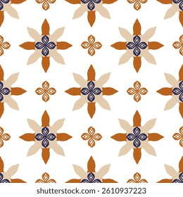 Orange and blue Talavera pattern. Azulejos, Portugal. Turkish ornament. Moroccan tile mosaic. Spanish porcelain. Ceramic tableware, folk print. Spanish pottery. Ethnic background.