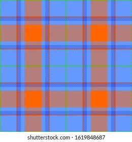 Orange and Blue Tartan Plaid Scottish Seamless Pattern. Texture from tartan, plaid, tablecloths, shirts, clothes, dresses, bedding, blankets and other textile.