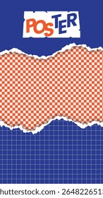 Fondo de papel rasgado azul naranja con Plantilla de Vector premium estilo redes sociales. Adecuado para contenido de redes sociales.