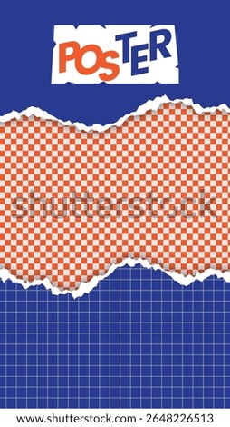 orange blue torn paper background with social media style premium vector template. Suitable about content media social.