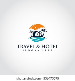 orange and blue Travel and hotel logo template. vector eps.10