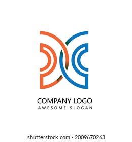 orange-blaues trendisches Logo