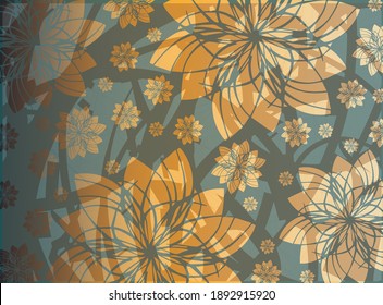 Orange and blue vector abstract floral background