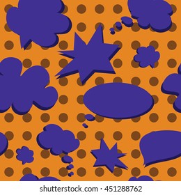 Orange and blue vector Colorful Speech Bubbles Pattern. Colored Stickers Seamless Background