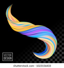 Orange blue vector digital color paint abstract background. Creative vivid 3d flow fluid paint wave. Trendy liquid banner template with bright gradient paint on black transparent background.
