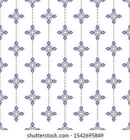 Orange and blue vintage vector seamless pattern, wallpaper. Elegant classic texture. Luxury ornament. Great for fabric and textile, wallpaper, or any desired idea.