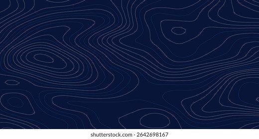 Orange and blue wavy abstract topographic map contour, lines Pattern background. Topographic map and landscape terrain texture grid. Wavy banner and color geometric form. Vector illustration.