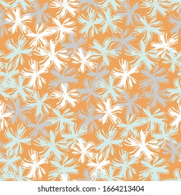 Orange blue white floral seamless vector pattern