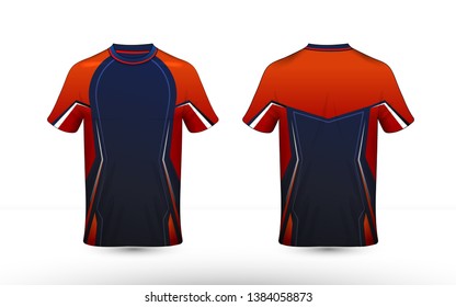 Orange, blue and white layout e-sport t-shirt design template