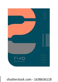 orange blue white number 2 two icon logo brochure flyer poster pamphlet cover layout for a company design or business