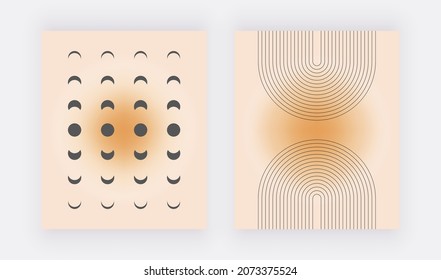 Huellas de arte de pared de gradiente de color negro con arco iris negro y luna