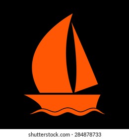 Orange Boat icon  on a black background
