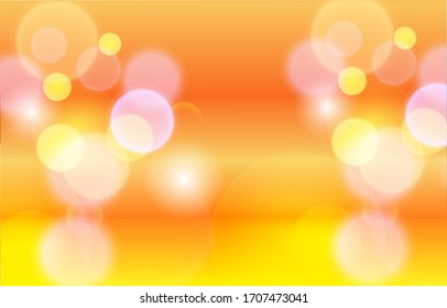 Antecedentes de bokeh naranja. Papel pintado de efecto amarillo borroso suave. Borrador del fondo abstracto. Brillante efecto de luz bokeh. Ilustración vectorial.
