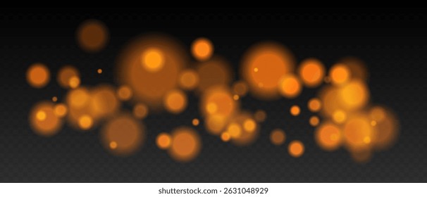 Bokeh naranja. Puntos ligeros frescos con brillo y bordes suaves, efecto de desenfoque flotante en la superficie transparente para el invierno, la noche o imágenes futuristas tranquilas.